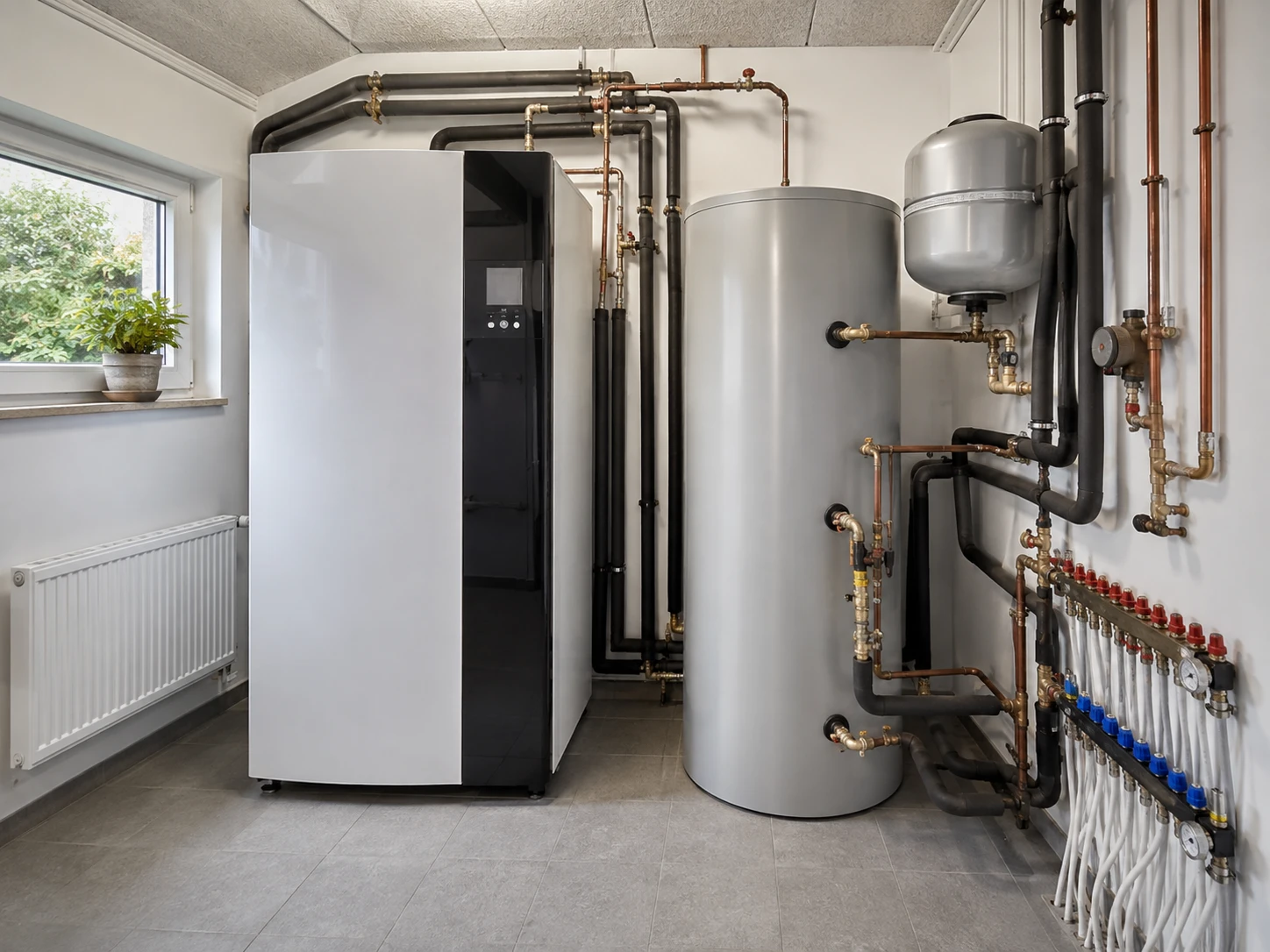 Installation af luft til vand varmepumpe med VVS og rørføring