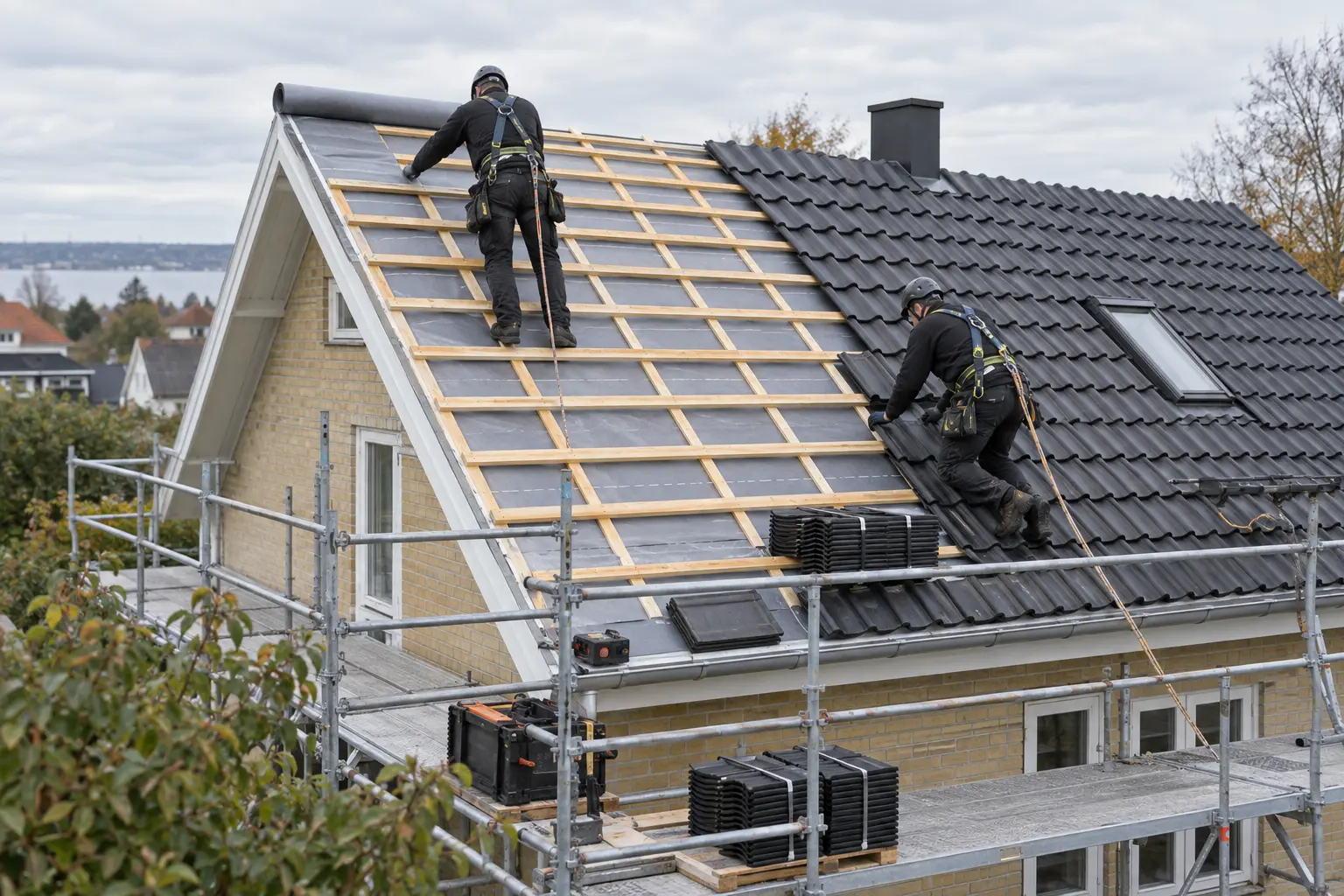 Tagdækkere udfører tagskift med nyt undertag og lægter i Kolding